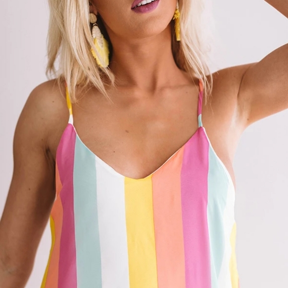 💕❌️SOLD❌️NWT Beautiful Flowy Rainbow Maxi Dress - Size L💕 - Picture 3 of 12